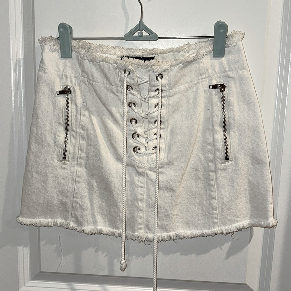 White jean skirt